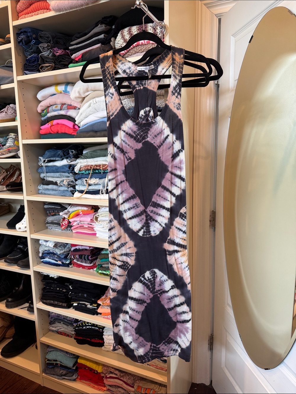 Young Fabulous & Broke Black and Purple Tie-Dye Scoop Midi Dress